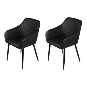 Kit 2 Poltronas Volga Or Design PU Preto Base Metal